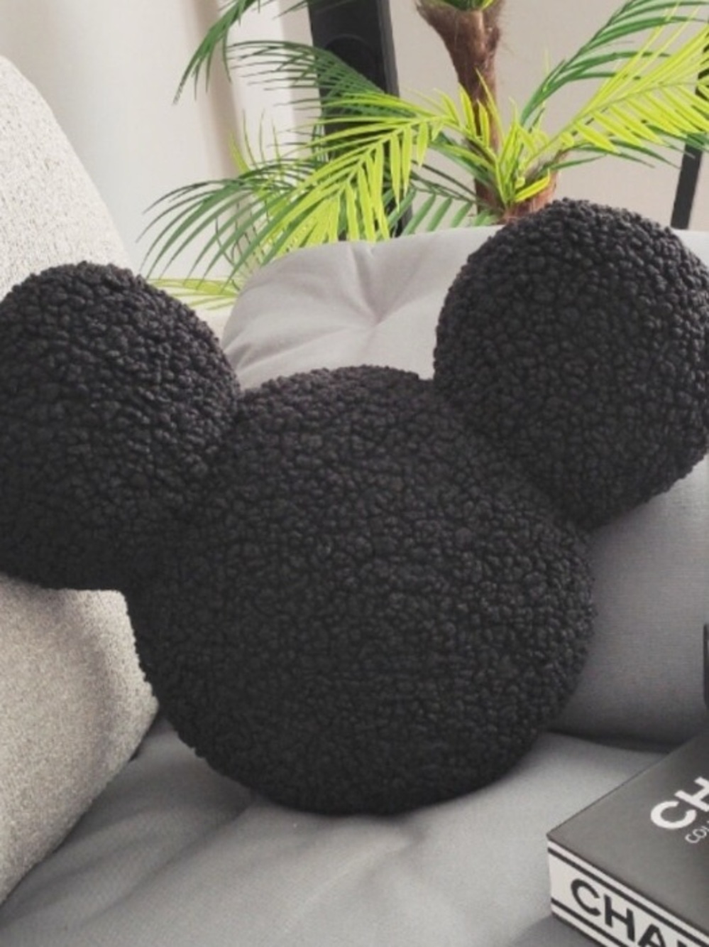 Black Mickey Ear Sherpa Accent Pillow